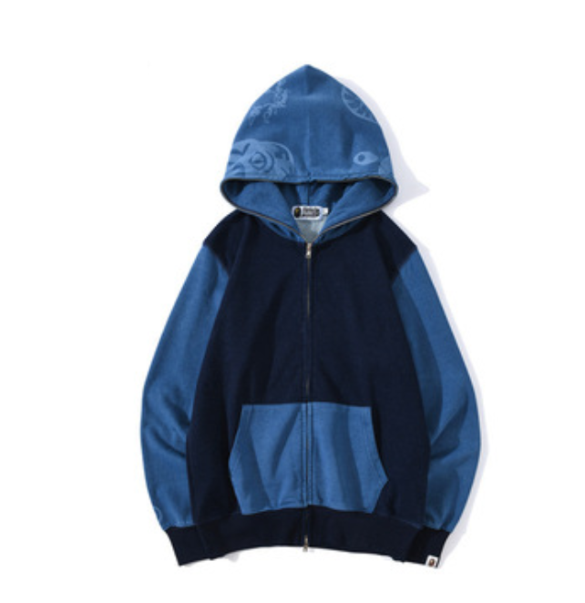 Solid color zipper hooded jacket